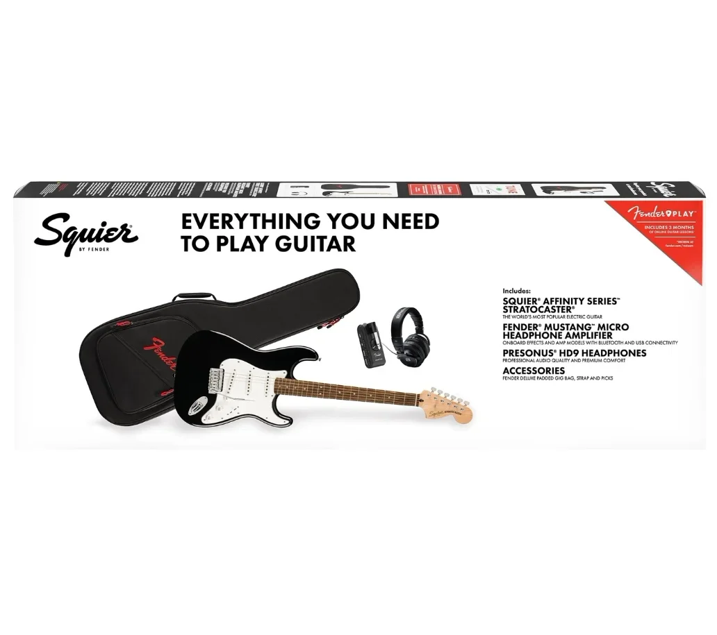 Squier by Fender Affinity Stratocaster Pack + Mustang Micro - Black