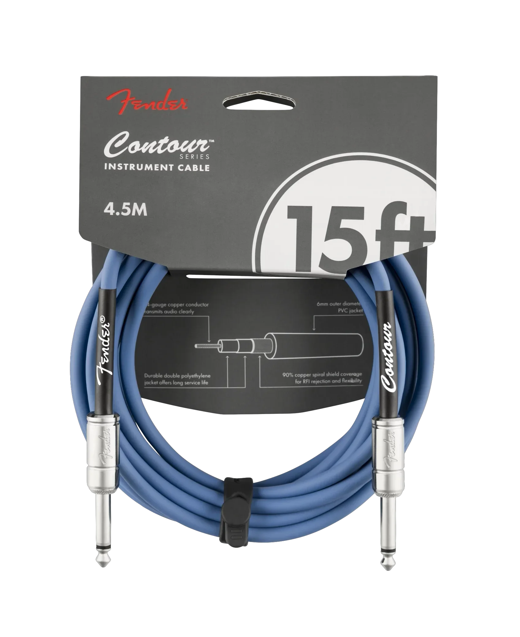 Fender Contour Series Instrument Cables - Lake Placid Blue