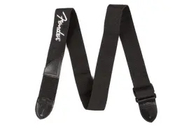Fender Black Polyester Logo Strap - White