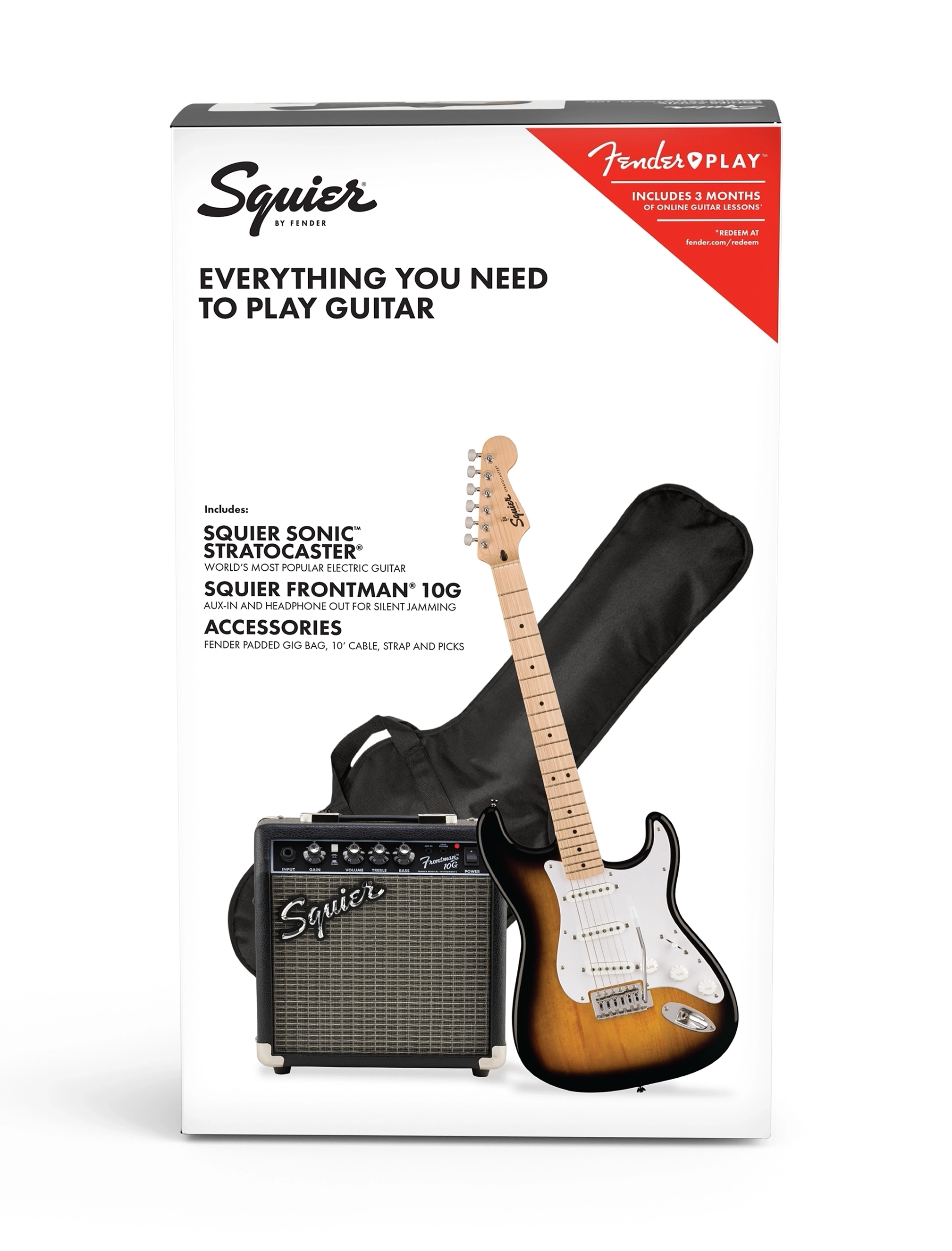Squier by Fender Sonic Strat Series Pack – 2 Color Sunburst