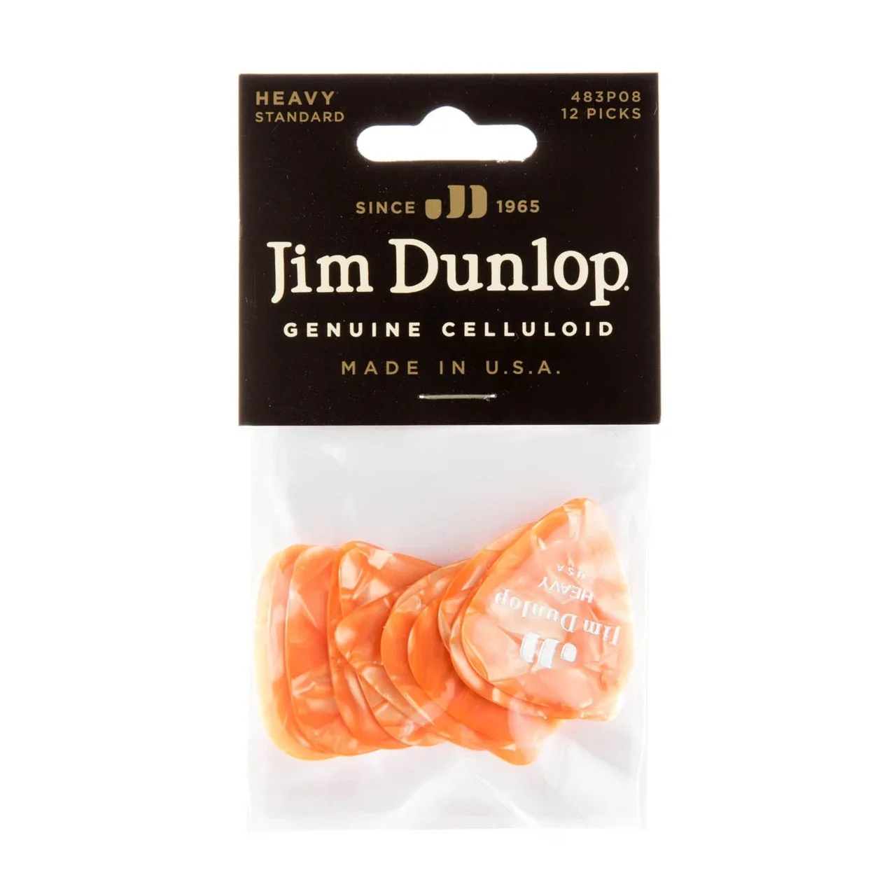 Dunlop Celluloid Orange Pearloid Pick Heavy