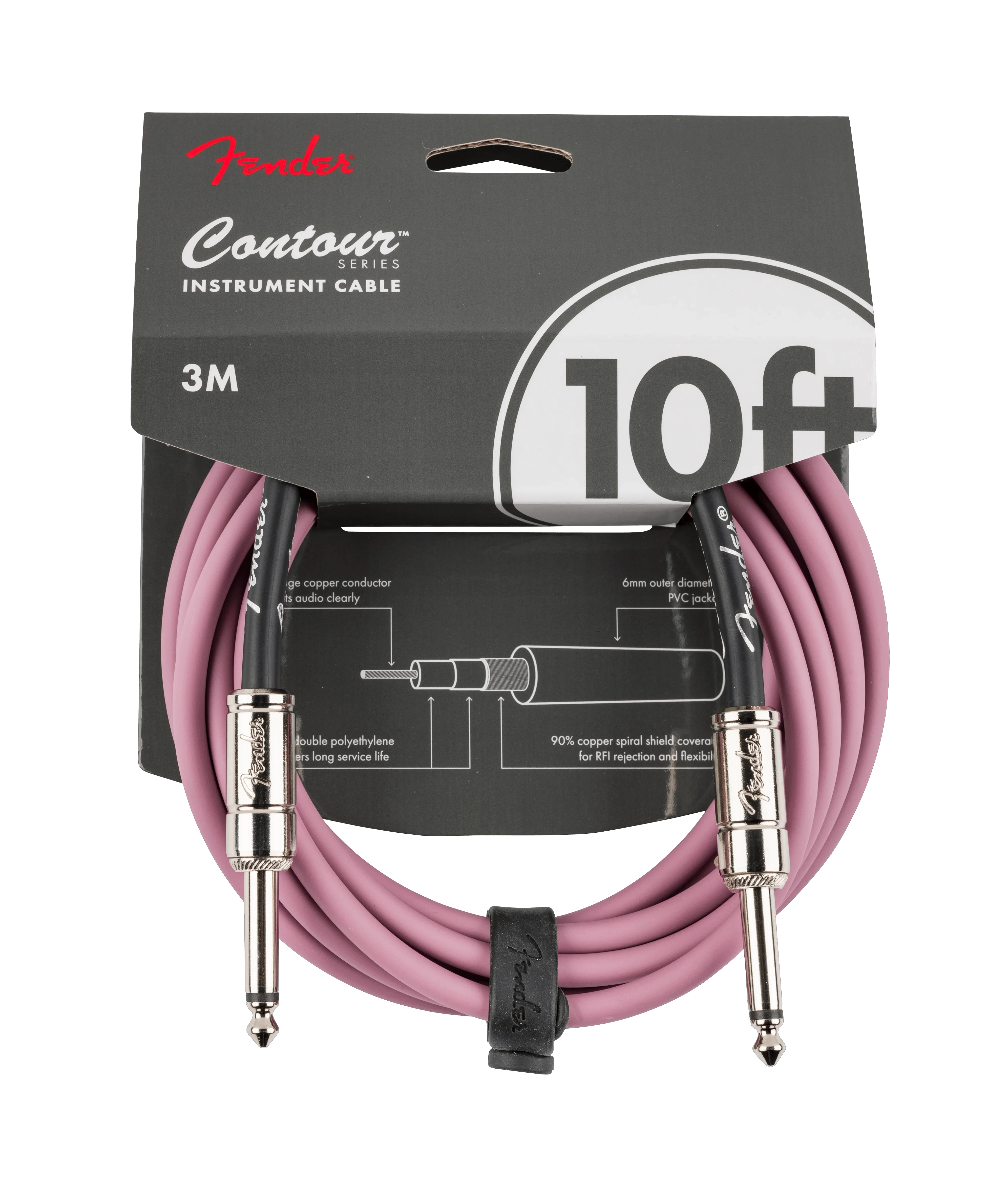 Fender Contour Series Instrument Cables - Burgundy Mist