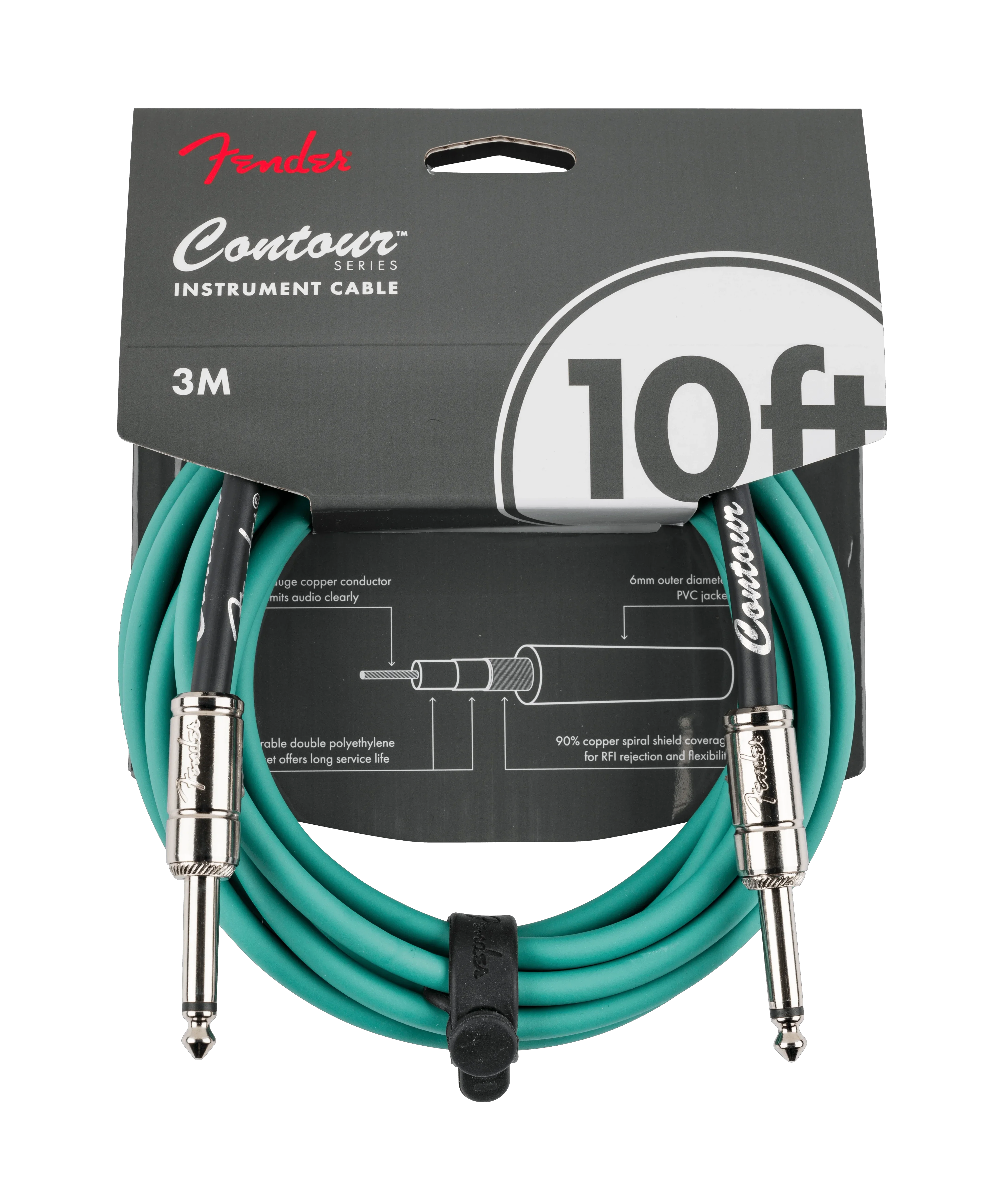 Fender Contour Series Instrument Cables - Sherwood Green
