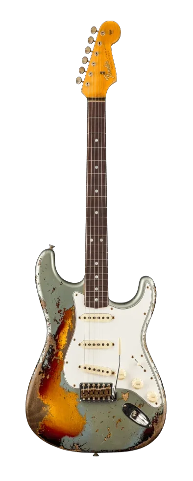 Fender Custom Shop 1965 Stratocaster Super Heavy Relic - Super Faded Aged Firemist Silver over 3-Col
