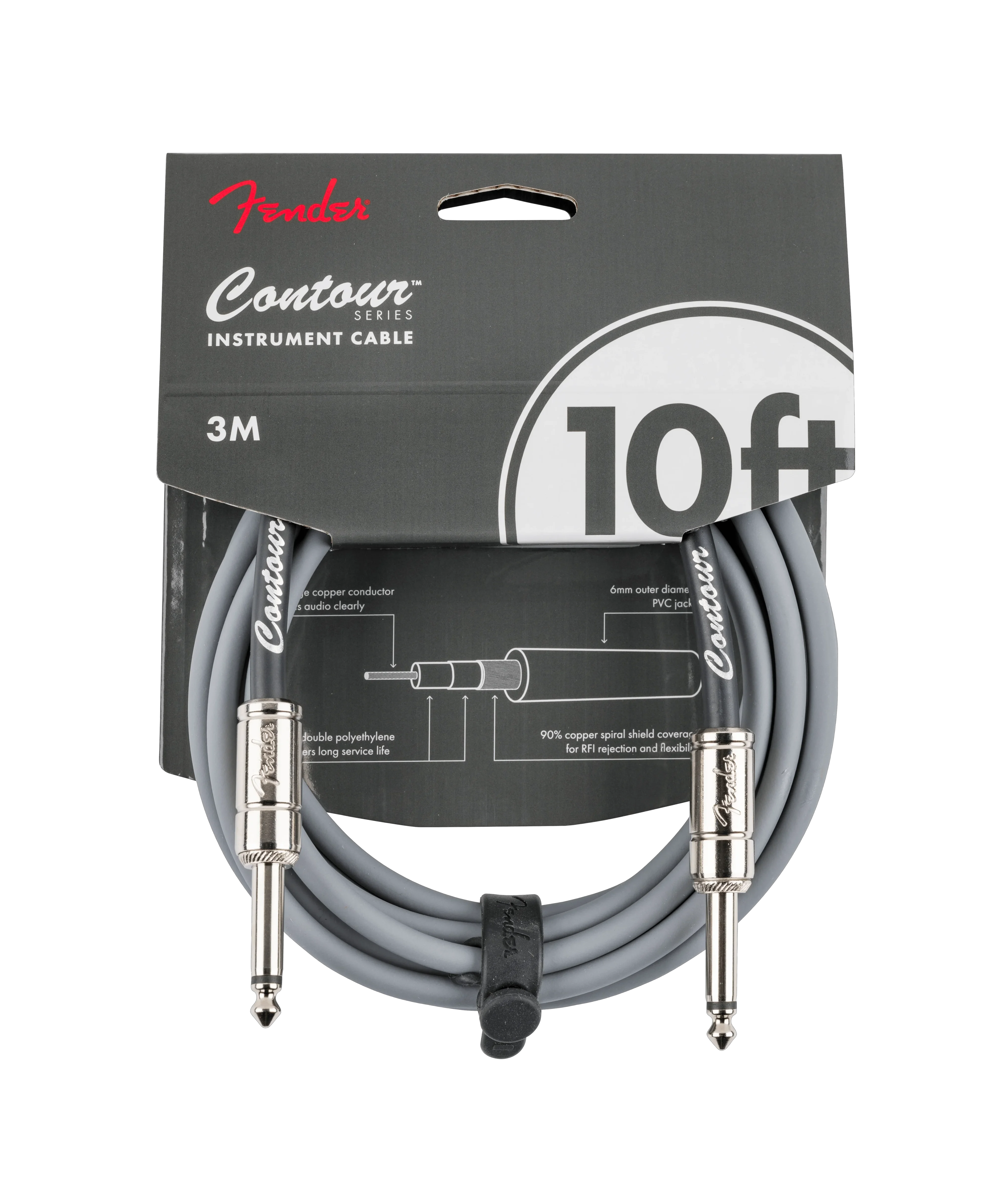 Fender Contour Series Instrument Cables - Inca Silver