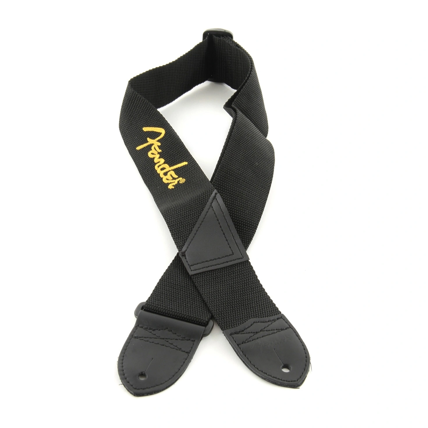 Fender Black Polyester Logo Strap - Yellow
