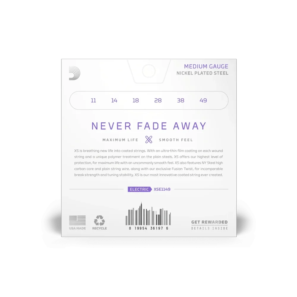 D'Addario Medium Coated Electric Guitar Strings XS